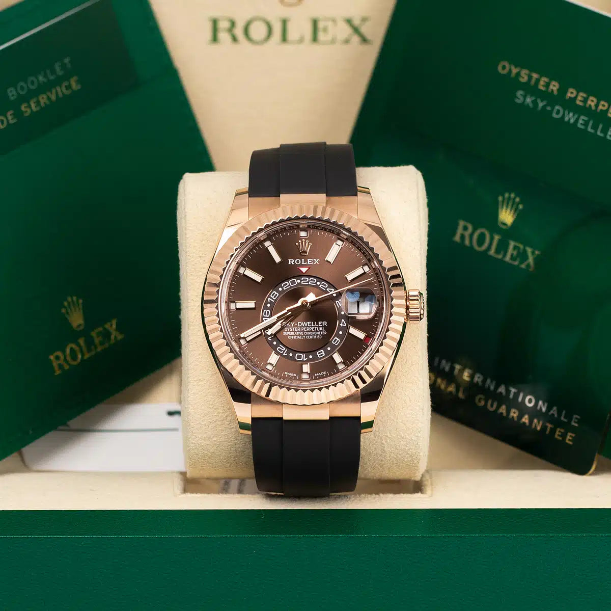 RL Sky-Dweller Everose Gold Chocolate Dial OysterFlex Rubber Strap